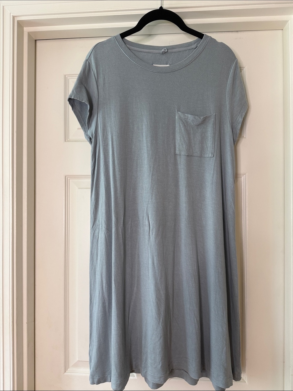 Lou & Grey Heathered Light Teal Casual Tee Dress with Chest Pocket